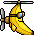 Pixel art flying banana facing E