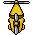 Pixel art flying banana facing N
