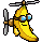 Pixel art flying banana facing SE