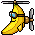 Pixel art flying banana facing W