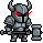 Pixel art robot holding a hammer before editing
