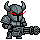Pixel art robot holding a gatling gun after prompt editing