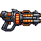 Pixel art alien blaster generated in the reference style