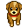 Pixel art dog walking south