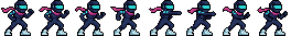 Pixel art ninja throwing a straight punch to the right and returning to its fighting guard