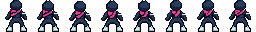 Pixel art ninja idle animation facing north