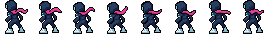 Pixel art ninja idle animation facing northwest