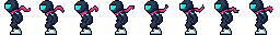 Pixel art ninja idle animation facing west