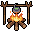 32x32 pixel art game asset of a medieval cooking pot hanging over a campfire