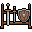 32x32 pixel art game asset of a medieval weapon rack with two swords and a shield