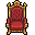 32x32 pixel art game asset of an ornate red and gold medieval throne