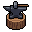 32x32 pixel art game asset of a blacksmith anvil and hammer on a wooden stump