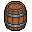 32x32 pixel art game asset of a wooden barrel with iron bands