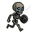 Pixel art skeleton warrior sprite ready for editing in Sprite Fusion